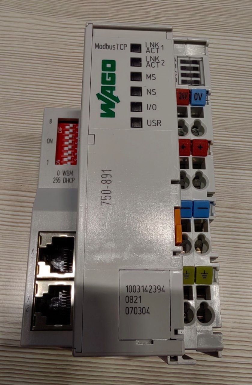 Контроллер сети WAGO Modbus 750-891, TCP, 4 поколение, 2 x ETHERNET, s.n 0821070304, б.у, на проверку