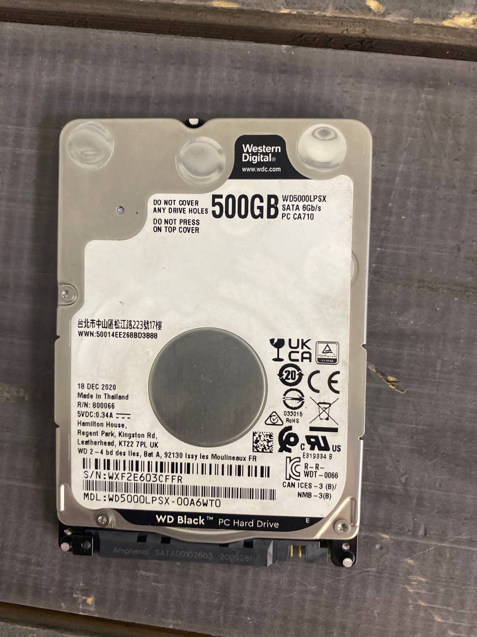 Жесткий диск Western Digital Black 500 GB s.n WXF2E603CFFR б.у рабочее