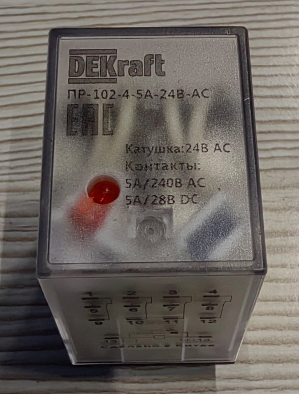 Реле промежуточное Dekraft ПР-102-4-5А-24В-АС