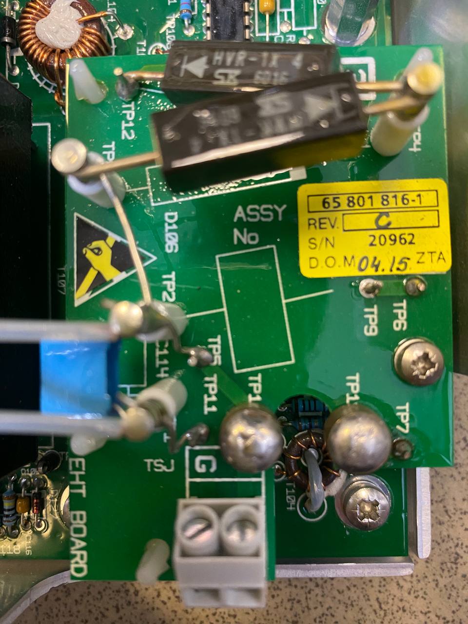 Плата EHT Board 65801816-1 Rev. C s.n 20962, б.у, рабочее