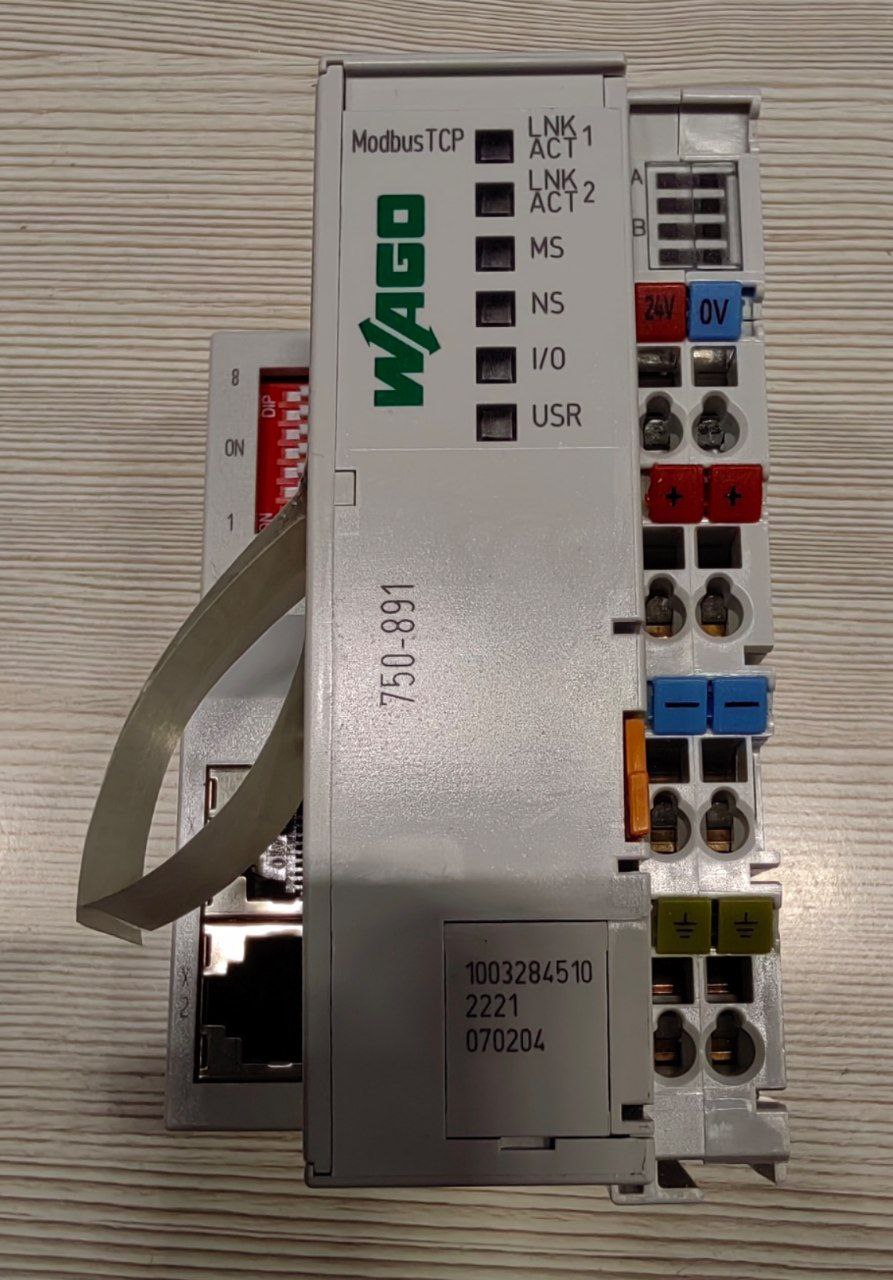 Контроллер сети WAGO Modbus 750-891, TCP, 4 поколение, 2 x ETHERNET, s.n СПБ-345233, б.у, на проверку