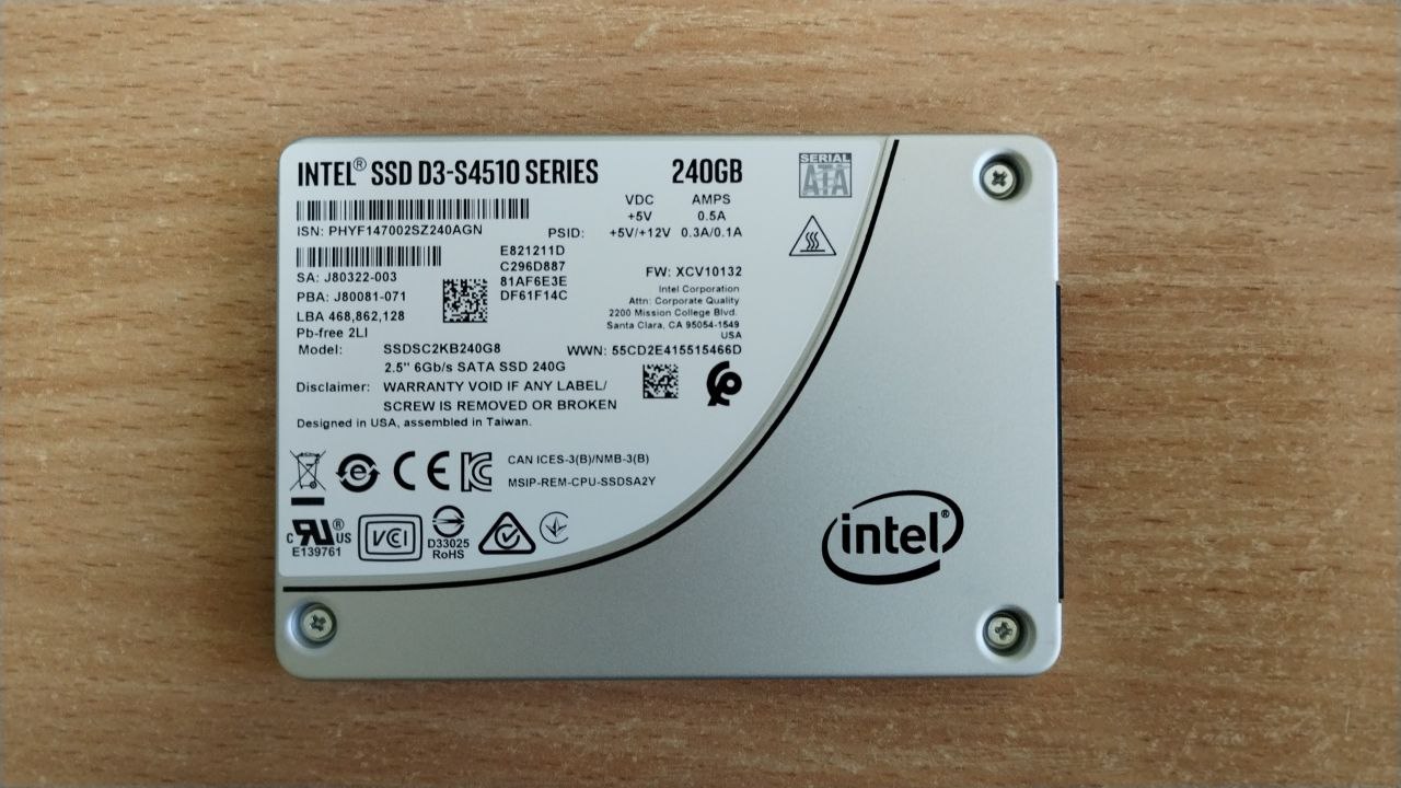 Твердотельный накопитель Intel SSD D3-S4510 240ГБ, 2.5", SATA III, s.n PHYF147002SZ240AGN