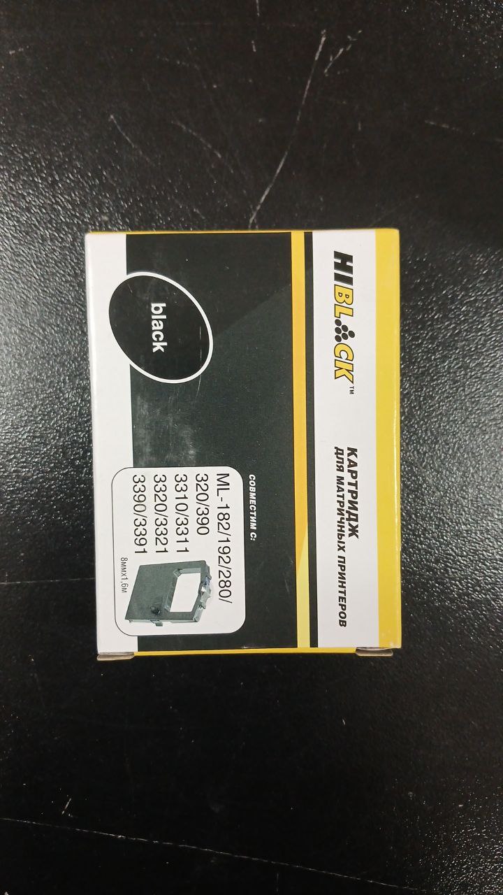 Картридж Hi-Black для Oki Microline 182/320/192/193/321/390/3310/3311/3320, Bk, б/шва,1,6м