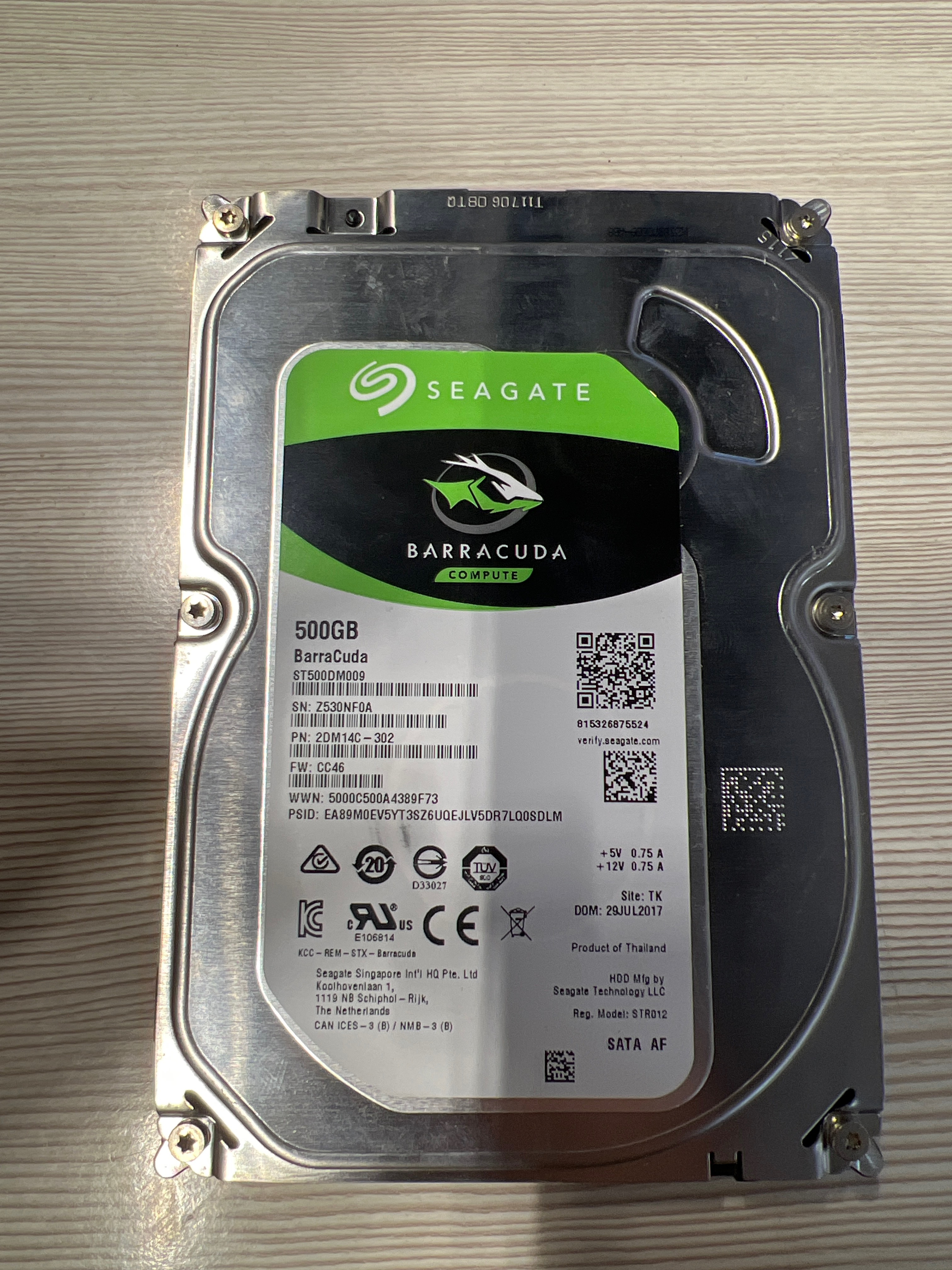 Жесткий диск HDD Sata 500 Gb Seagate, б.у, на проверку