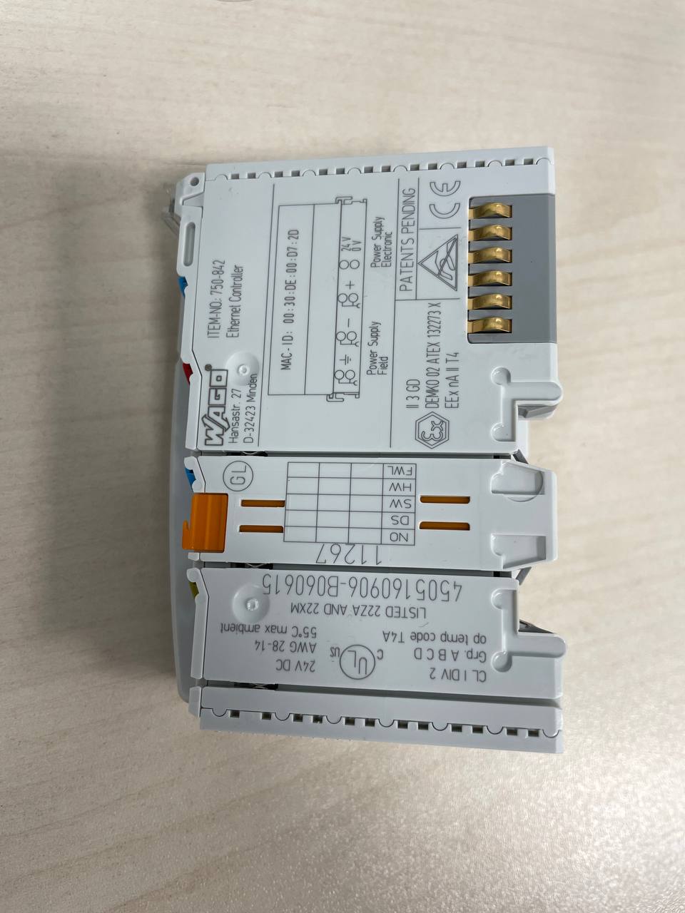 Контроллер Ethernet Wago 750-842 б.у s.n 0405150806-B060615 на проверку