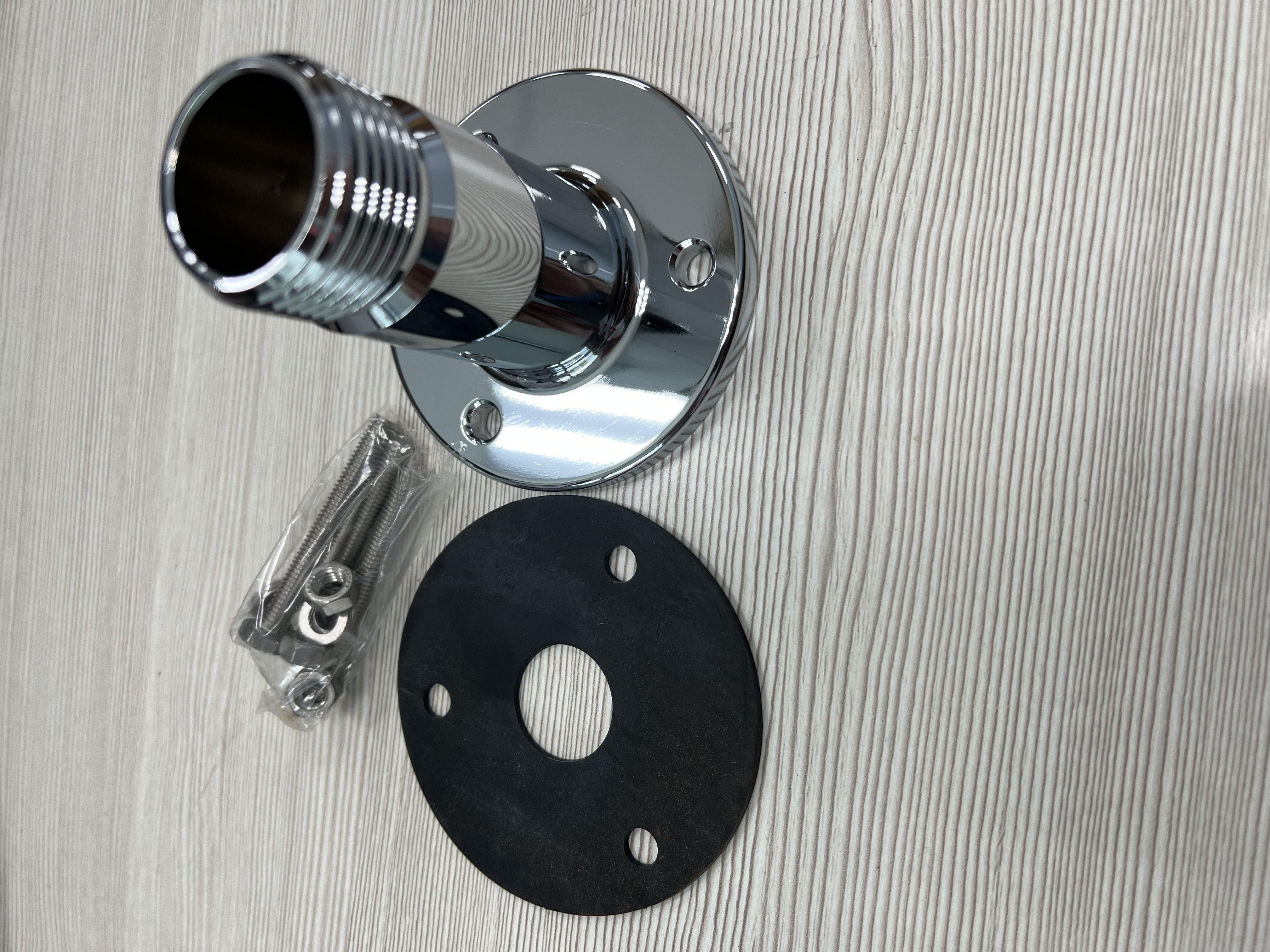 E179F Deck mounting flange chrome brass