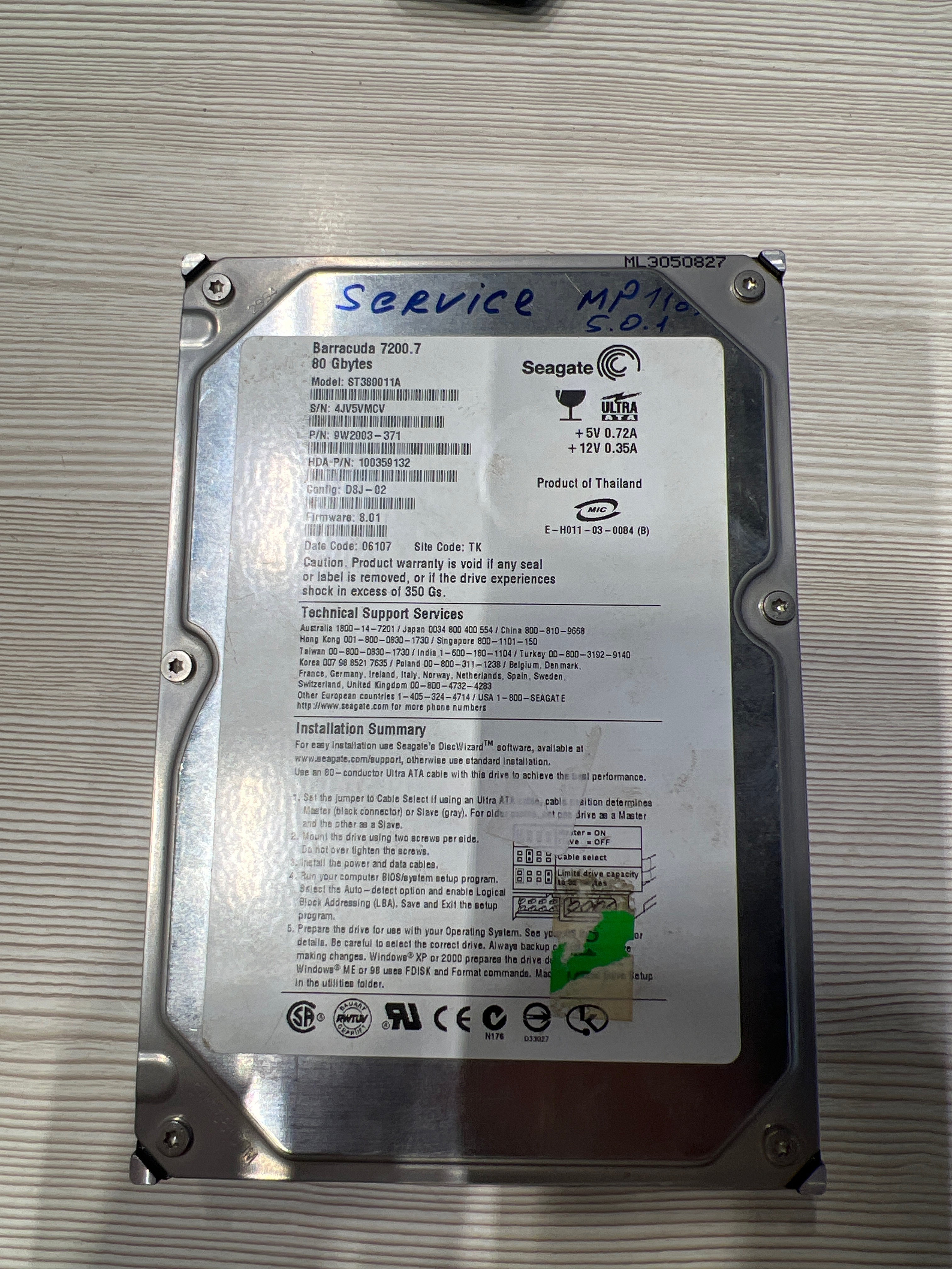 Жесткий диск HDD Baracuda Seagate IDE 80Gb, б.у, на проверку