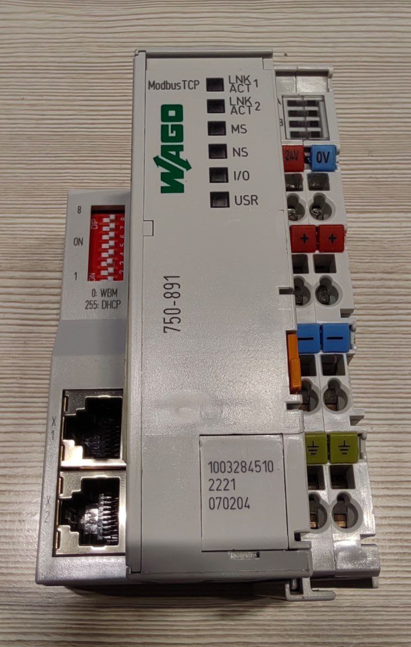 Контроллер сети WAGO Modbus 750-891, TCP, 4 поколение, 2 x ETHERNET, s.n 2221070204, б.у, на проверку